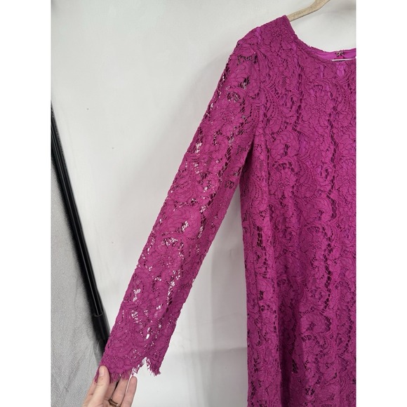 Adam Lippes Long Sleeve Lace Trapeze Midi Dress Women 8 Pink Feminine Romantic - Picture 9 of 11